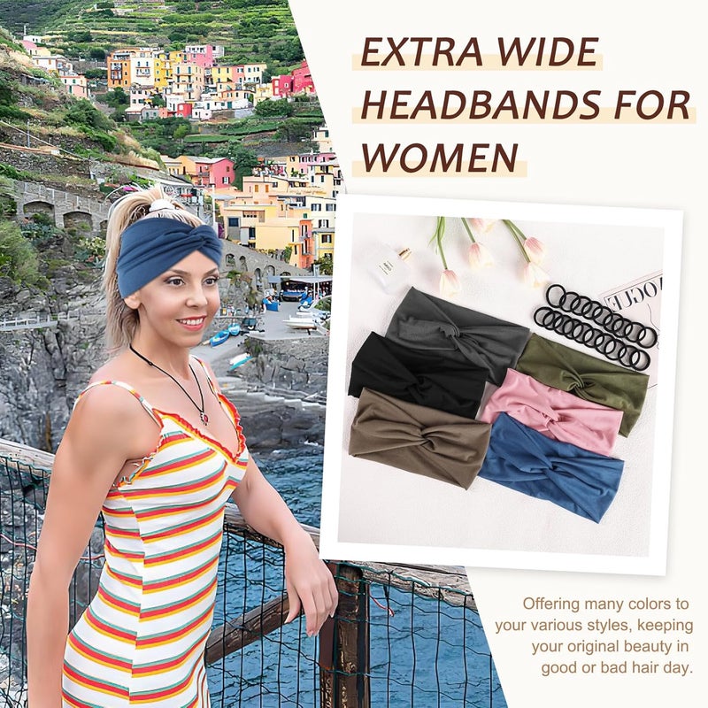 Luuao 12 Pcs Stretchy Sport Headbands for Women,Absorbed Sport Headband Soft Twist Knotted Headbands for Yoga, Workout Daily Life - Image 3